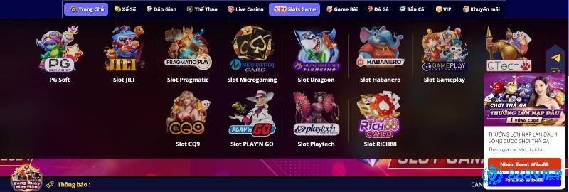 Slots game của Wibo đa dạng về cả chất lượng và số lượng